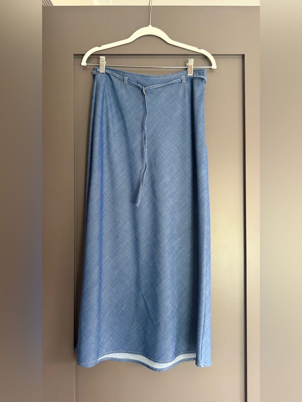 Zara Blue Midi Skirt with Drawstring Waist